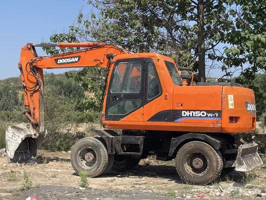 Hydraulic Terrain Wheeled Used Doosan Excavator DH150W 12Tonne