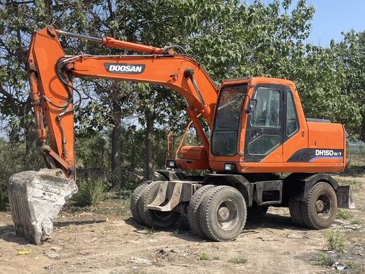 Hydraulic Terrain Wheeled Used Doosan Excavator DH150W 12Tonne